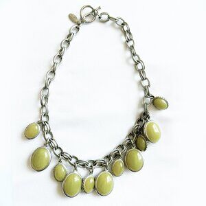 Ann Taylor Necklace - Silver and Light Olive Green